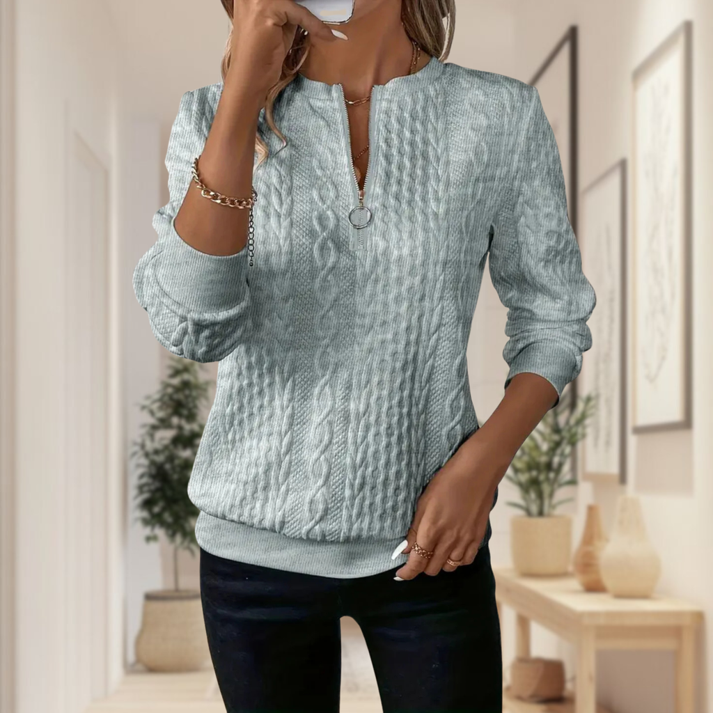 Marlyn - Stickad tröja med dragkedja