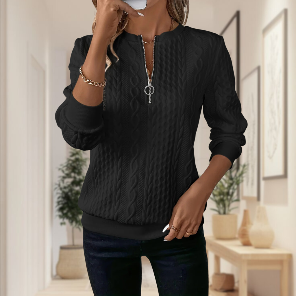 Marlyn - Stickad tröja med dragkedja